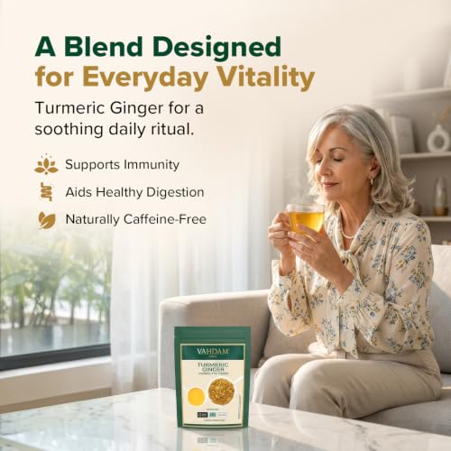 Image of VAHDAM Turmeric Ginger Tea (3.53 oz| 50+ Cups) Caffeine Free Herbal Tea