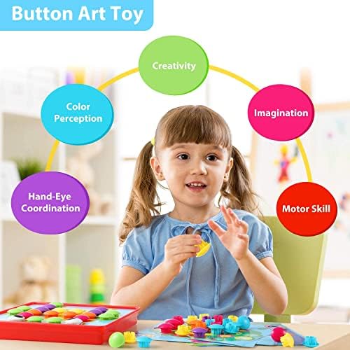 Kunmark Button Art Color Matching Mushrooms Nails Mosaic Pegboard Puzzle Games with 10 Templates, Fine Motor Skills Toys Preschool Educational Learning Toys Gift for Boys and Girls 5 51a50MFLAnL. AC