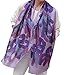 Artistic Hand Painted Long Silk Scarf for Women Fashion Boho Wrap Floral Patterns Trendy Purple Pink Neck Scarfs Unique Designer Shawl Womens Birthday Gift Mother Day Gift Handmade Gifts for Her
