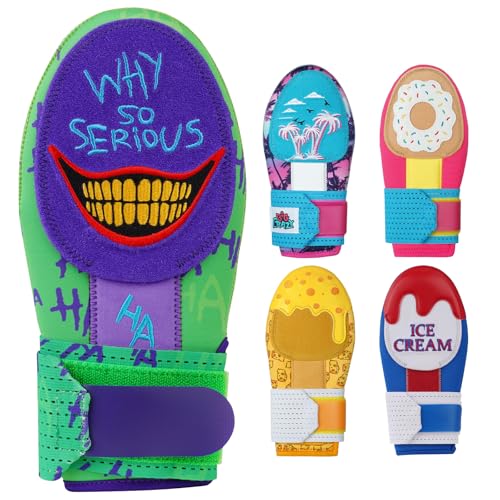 Big Crazy Sliding Mitt, Baseball Softball Sliding Glove for Youth Kid, Hand Protection for Left & Right Hands, Flexible Breathable Durable, Funny Design Ice Cream, Joker Smile, Coconut Tree