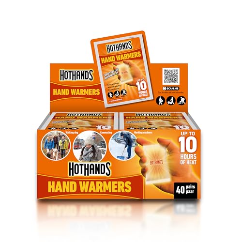 HotHands Hand Warmers – 40 pairs – 10 hours of heat – Air activated – Ready to use, 8368342