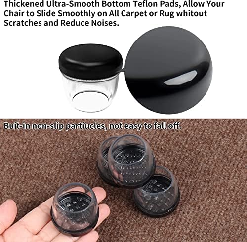 Chair Leg Covers, 16PCS Small Black Silicone Chair Leg Floor Protectors, 1 inch Chair Glides for Carpet, Furniture Sliders & Thermo-Plastic-Elastomer Combination of Chair Leg Protector (Fit 0.75 - 1"