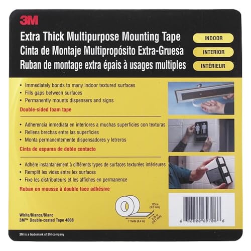 Image of 3M Extra-thick Multipurpose Mounting Tape 4008 Off-White, 3 /4 in x 7 yd 1 /8 in thick