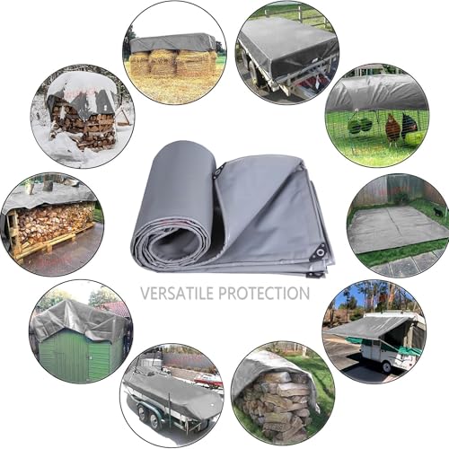 Telo di Alta qualità 5,5x6,5 m, Copertura Protettiva Impermeabile per Amaca, Tenda e Tappetino da Spiaggia per Campeggio all'aperto, Telo di Fondo Grigio Resistente WLR010