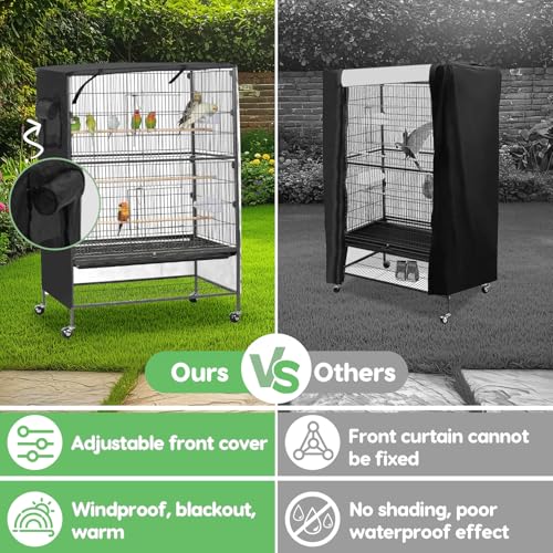 Image of Bird Cage Cover, Large Birds Cage Covers for Night, Birds Cover for Cage with Adjustable Front Curtain, Blackout & Breathable Birdcage Covers for Parrot, Small Animals(Not Include Bird Cage)