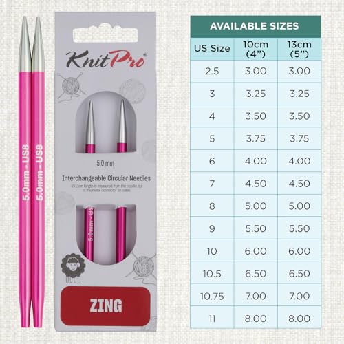 Par de Agulhas de Tricô Intercambiáveis 5.00mm - Zing Especial - 47525 - Knitpro, Rubi