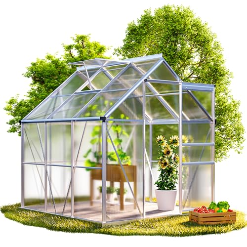GARDEBRUK® Invernadero Jardín Exterior 3,6 m² Ventanas 190x190 cm Caseta Puerta Aluminio Vivero Cultivos Tomates Plantas Hortalizas Verduras
