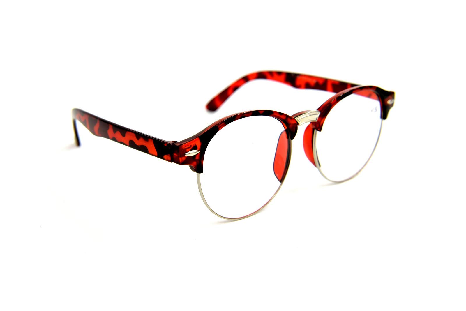 Fads & Fashions Unisex Tortoise Classic Round Half Frame Browline Stylish Retro Reading Glasses In 3 Colours Tn106 ( 1.5)