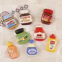 5 peças de ímãs fofos de geladeira, garrafa de molho, ímãs de geladeira para cozinha, geladeira, escritório, decoração de armário