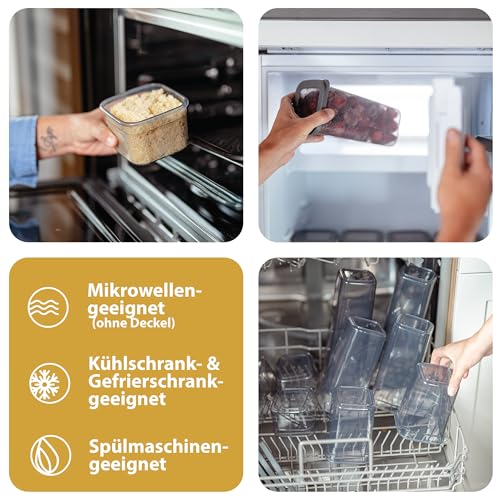 QOONA luftdichte Vorratsbehälter für Hundefutter & Katzenfutter [4er-Set] – stapelbar, platzsparend & BPA-frei – Futter Aufbewahrungsbox mit Deckel in Anthrazit | Futterdose Lebensmittelecht