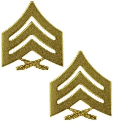 USMC Sergeant Satin Gold Pin On Collar Rank