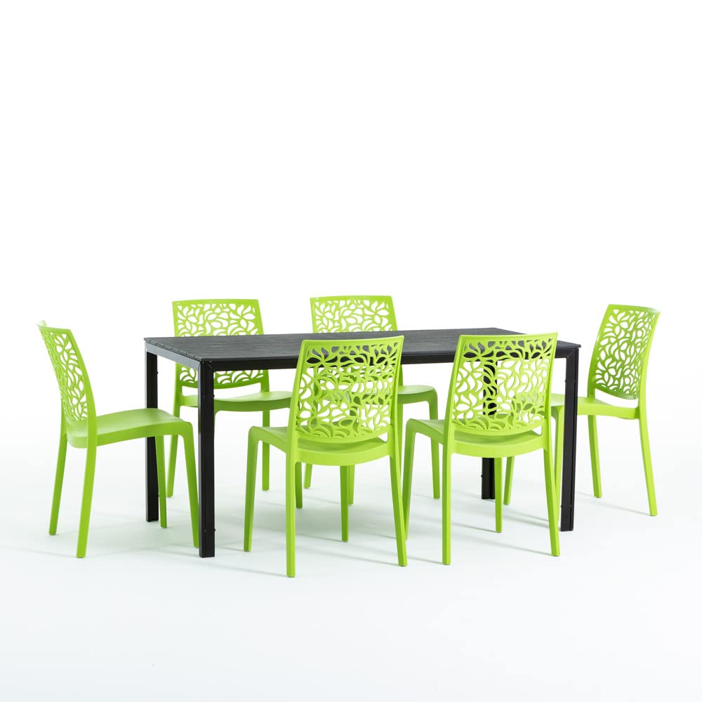 Chaises en résine Fibre de Verre empilables Anna Citron Vert 4 pièces