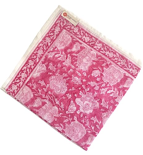FROM INDIA BOUTIQUE Foulard Bandana carré en voile de coton DELHI, Rose