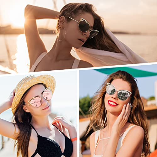 Gqueen 17S9FBA23-4G Trendy Oversized Sunglasses Women Polarized Cat Eye Mirrored Reflective Cute Rose Gold Pink Uv400 Protection thumb #1