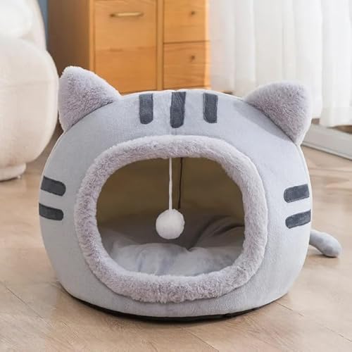 Casinha Iglu Caverna para Gatos com Bolinha, Estilo Gatinho - Modelo Bonaire (Rosa, P)