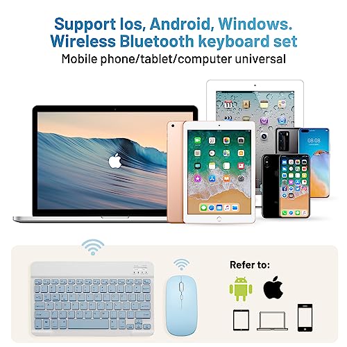 Teclado y mouse Bluetooth inalámbrico con batería recargable para iPad y Android, azul 2