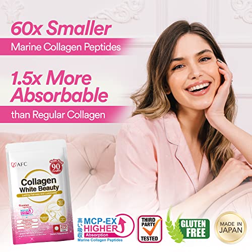 Afc Japan Collagen White Beauty With Marine Collagen Peptide, Glutathione, L-Cystine - 1.5X Better Absorption Than Other Collagen – For Skin Firmness & Whitening– 90 Days Supply's #TOP2