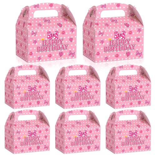 KMZFPYJ 20Pcs Pink Mouse Party Favors Boxes Prepare Candy Snacks Gift Boxes for Cartoon Mouse Birthday Theme Party Double Sided Printed for Birthday Kids Girls Shower Decorations Supplies