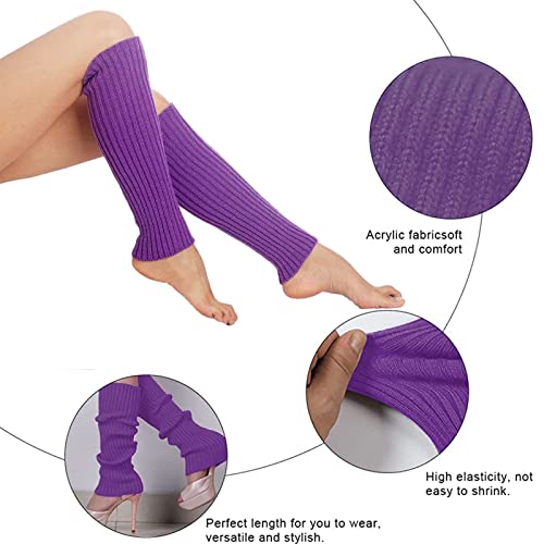 Ronilp 80s Fancy Dress For Women,1980s Fancy Party Purple Costume Accessories Set, Tutu Skirt Leg Warmers Necklace Bracelets Fishnet Gloves 80s Lace Bow Headband Earrings Sunglasses - Image 6