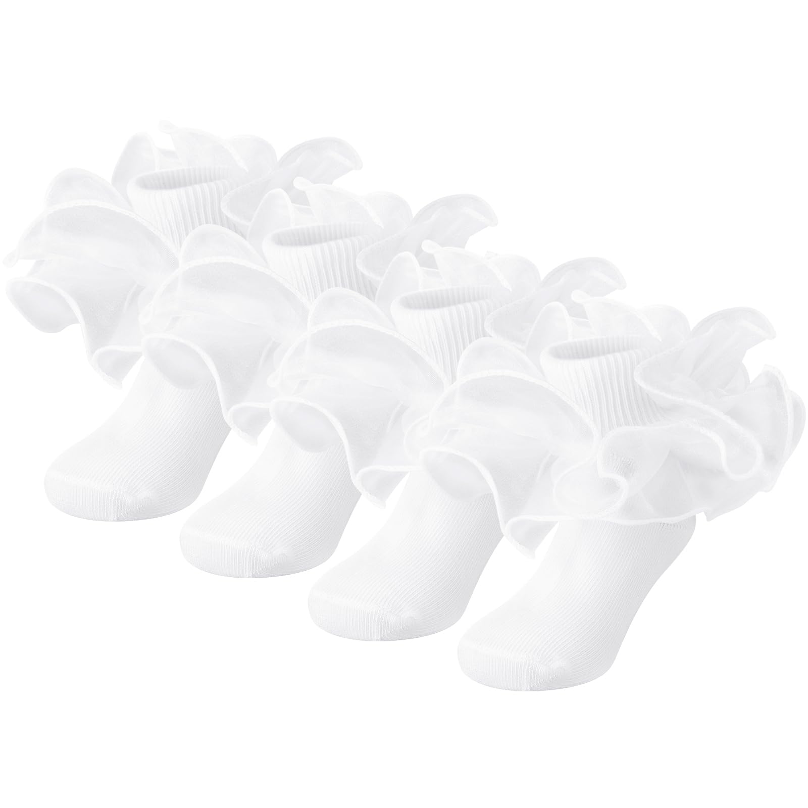 DRESHOW Kleinkind Mädchen Rüschensocken Doppelspitze Rüschenkleid Socken Turn Manschette Knöchel Socken für Kinder