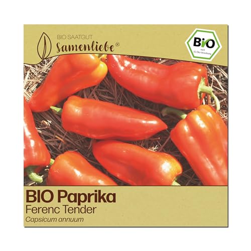 Samenliebe BIO Paprika Samen | Spitzpaprika Ferenc Tender - rot & lang - samenfestes BIO Saatgut