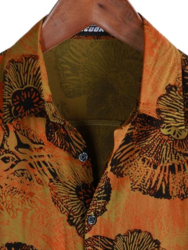 Image of JOTOOK Mens Hawaiian Shirt Short Sleeve Button Down Tropical Shirts Casual Floral Summer Beach Shirt