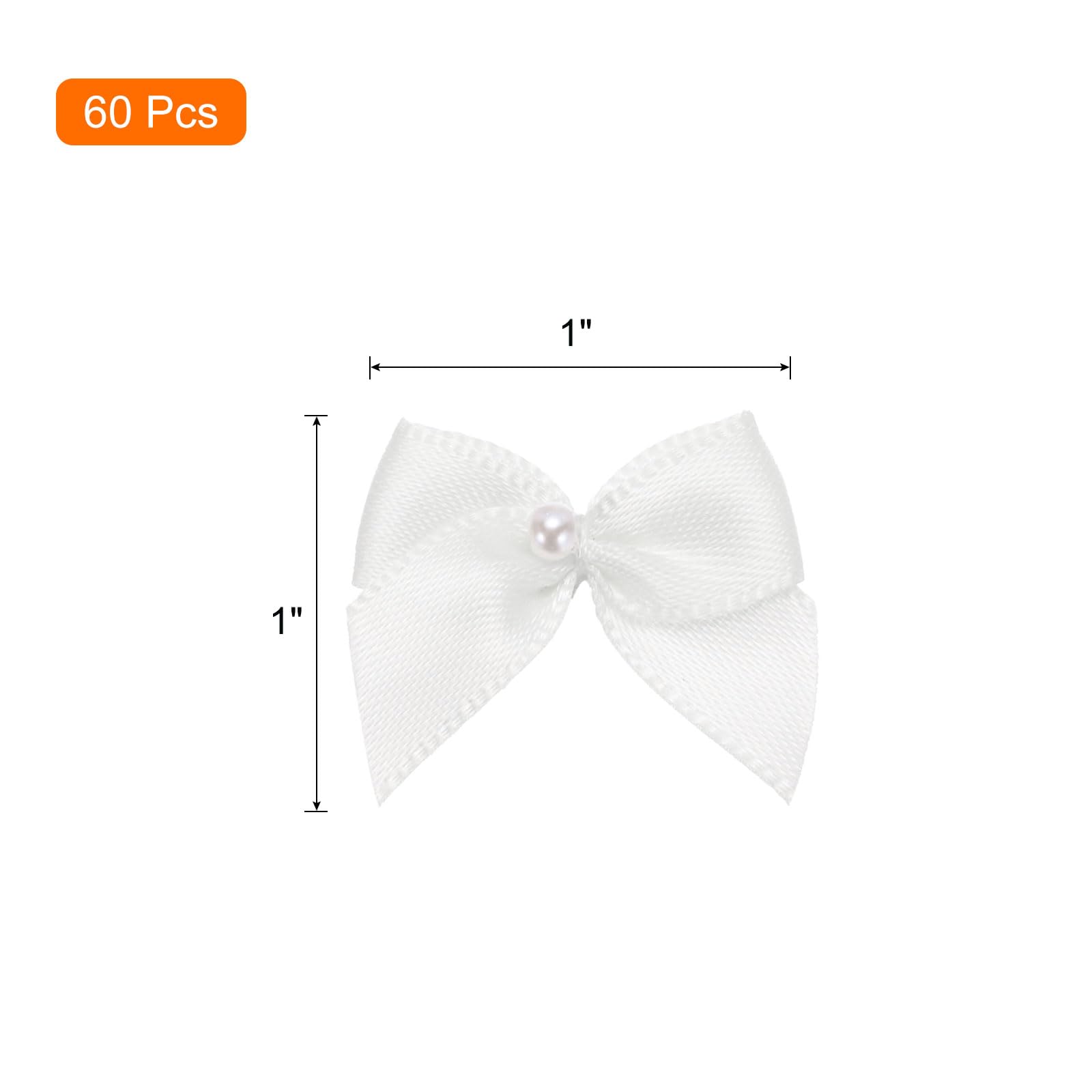 MECCANIXITY 60Pcs Mini White Ribbon Bow with Pearl 1
