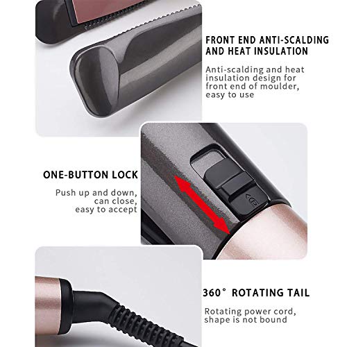 Hair straightener & Curler 2 in 1, Tourmaline Ceramic Twisted Straightening Flat Iron with Adjustable Temperature, LCD Display & Auto Shut-Off