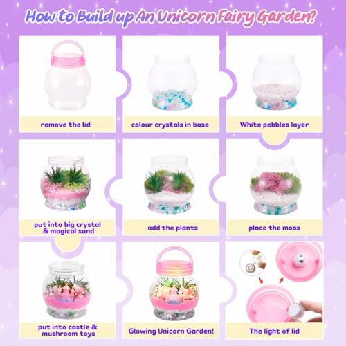 MELAND Unicorn Terrarium Kit, Craft Kit for 5-10 Girls Gifts, Unicorn Toys - Image 3