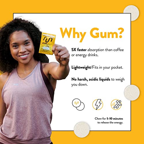 RUN GUM Fruit Energy Chewing Gum 50mg Caffeine Taurine & B-Vitamins Per Piece, 24 Pieces (Pack of 12) Sugar Free, Zero Calorie, No Aspartame, and Gluten Free