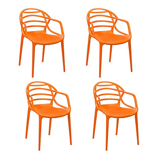 Image of CELLO Atria Chair - Orange | Strong and Durable | Easy to Clean | Chair for Living Room, Bed Room, Kitchen, Office Room, Outdoor | 3 Years Warranty
