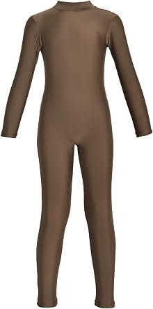 Kepblom Girls Long Sleeve Unitard Spandex Turtleneck Full Bodysuit for Kids