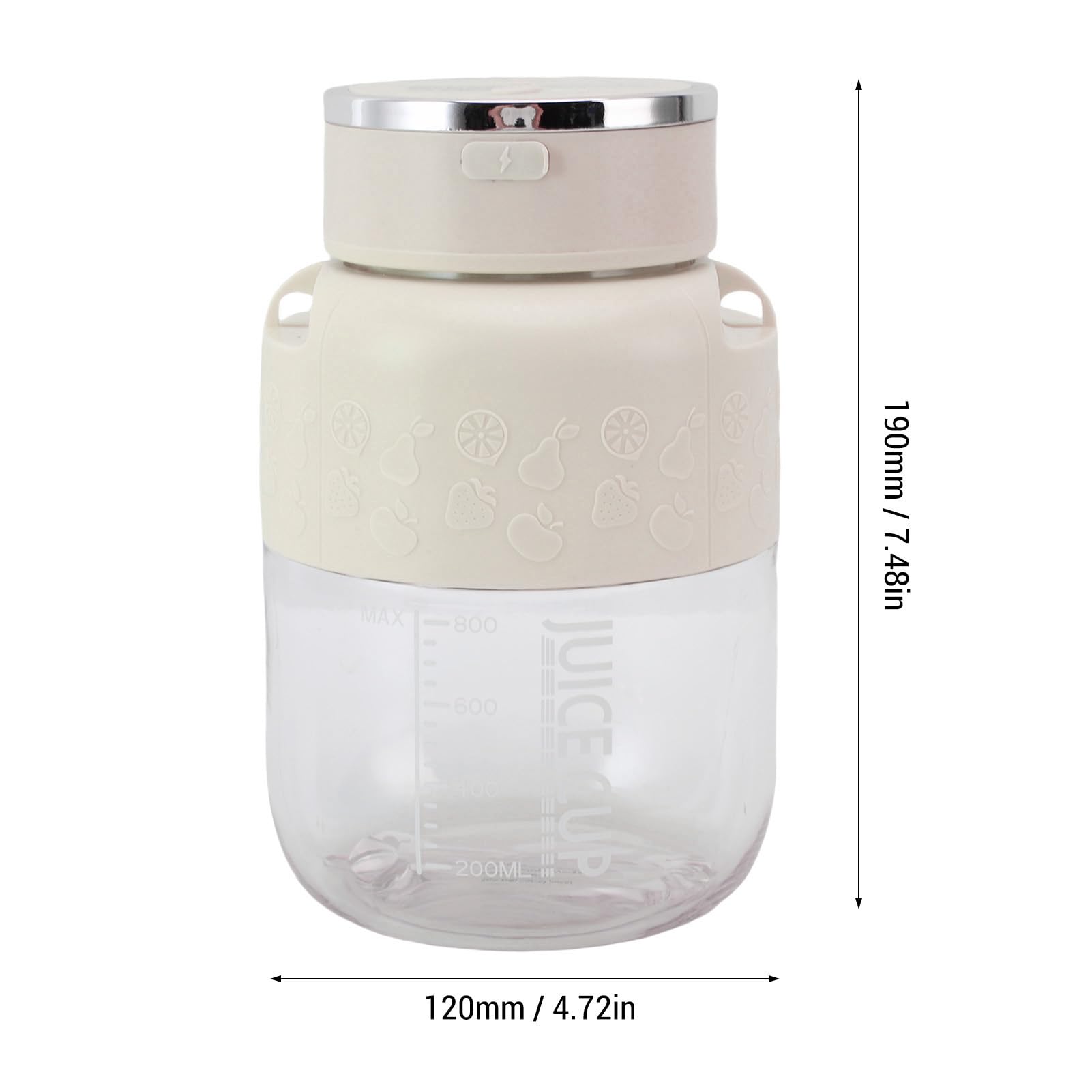 Fockety Frullatore portatile, frullatore personale senza fili da 20,95 a 21,27 once per frullati, smoothie, ghiaccio e succhi, bottiglia frullatore ricaricabile tramite USB (WHITE)