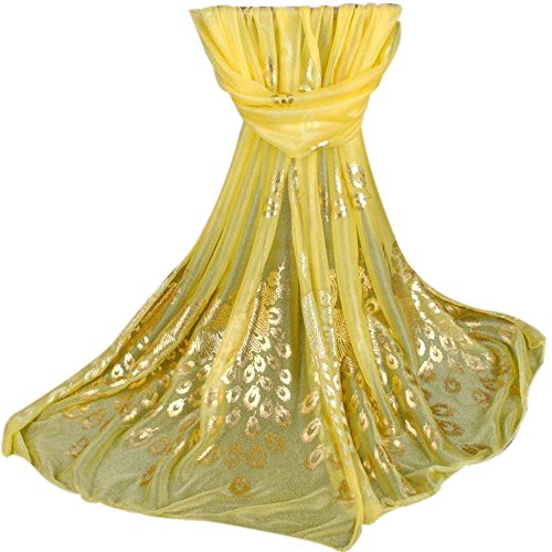 JURTEE Scarf for Women, Fashion Printed Soft Wrap Scarf, Holiday Vacation Travel Wrap Shawl Long Scarf(Yellow)