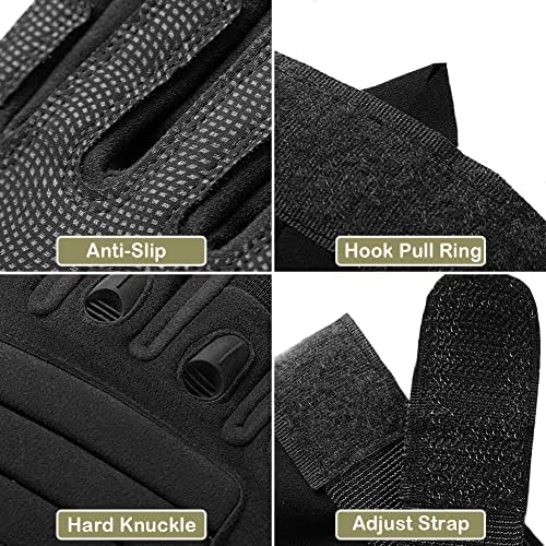NuCamper Tactical Gloves for Men,Full Finger Touchscree Airsoft Glove for Motorcycles Cycling Motorbike Hiking Work Outdoor Sports(Black,L) - 4