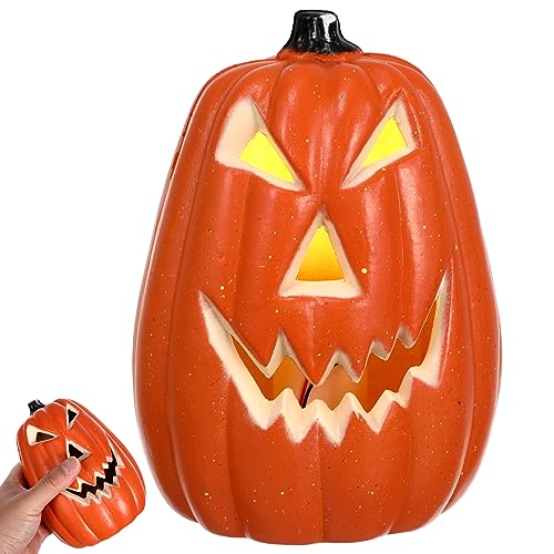 Halloween Glowing Pumpkin Lantern, Light up Jack O Lantern Pumpkin Prop Mini Pumpkin Lamp Centerpieces for Party Decor for Halloween Decorations Props (Batteries not included)