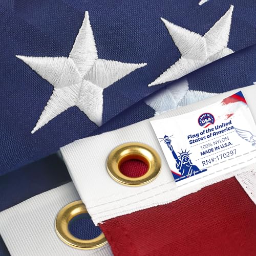 Tear Proof Series 100% Nylon Fabric Made in the USA American Flag 3x5,American Flags for Outside 3x...