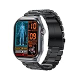 スマートウォッチ 正規品 2.04インチ60HzのAMOLED超大画面 Bluetooth5.3通話機能 活動量計 スポーツウォッチ カロリー 睡眠管理 iPhone/アンドロイド対応 歩数計 アラーム 着信通知 SOSモード 常時点灯 遠隔カメラ 腕上げ点灯 気分分析 疲労度 天気予報 音楽制御 Smart Watch プレゼントに最適 日本語説明書 日本製センサー (黒三株鋼)