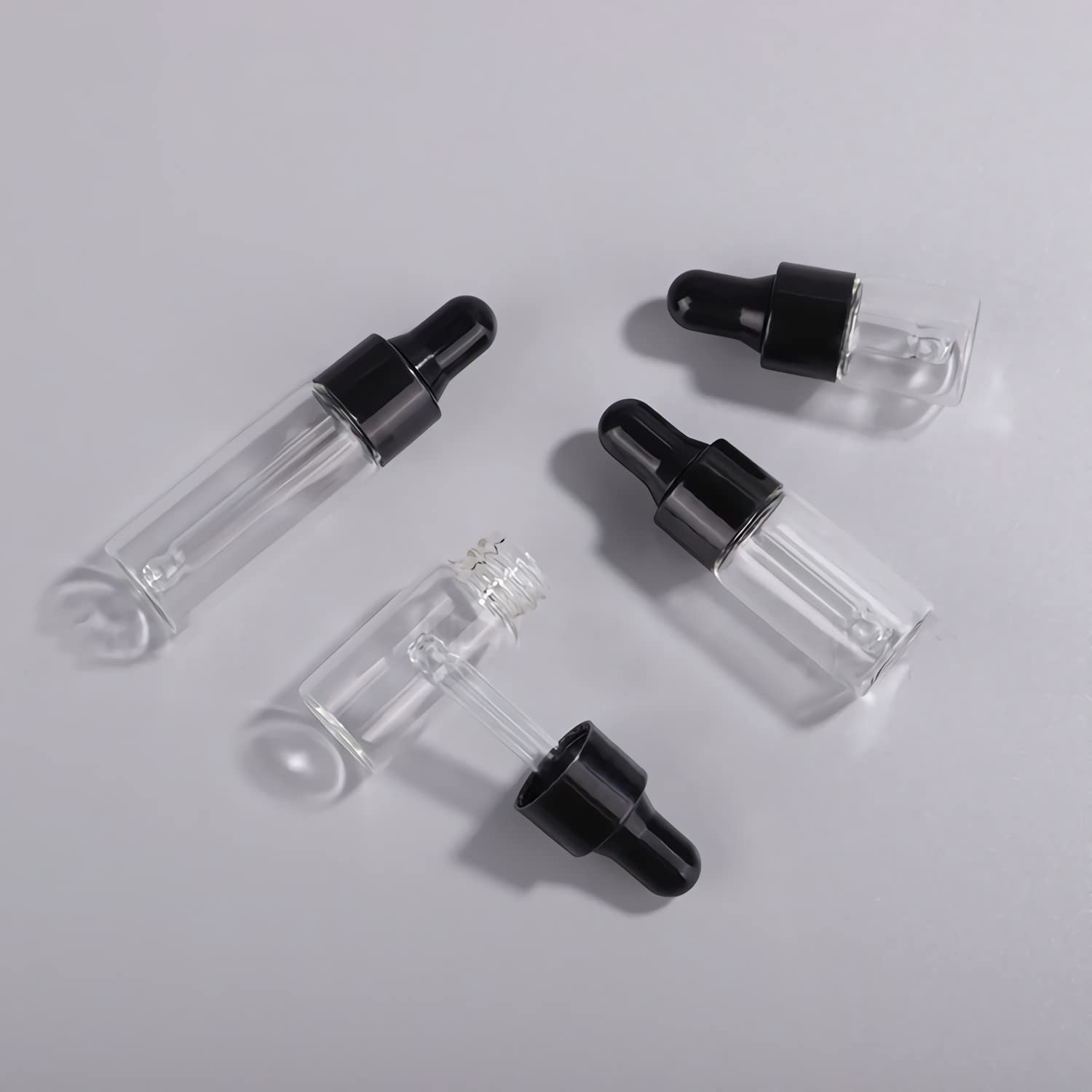 200 Pieza, Vacío 3ml Transparente Botellas de Cuentagotas Cristal, Botellas de Cristal con anillo de Negro y pipeta, para Aceite Esencial, Masaje,Fragancia, Aromaterapia, Laboratorio