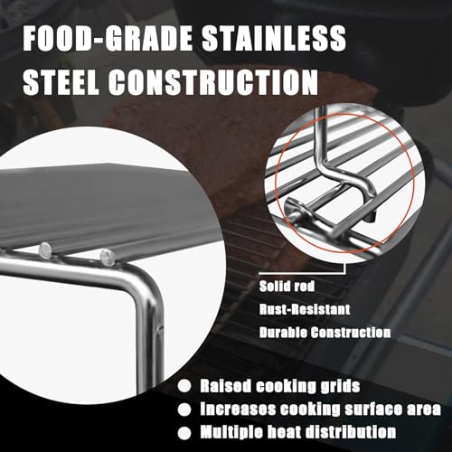 Image of SafBbcue Grill Warming Rack for PK99020 Grill Raised BBQ Cooking Grill Grid for PK Grills Standard Hinged Cooking Grid Accessory Doubles Cooking Surface Area, Grilling for PK Grill Smoker