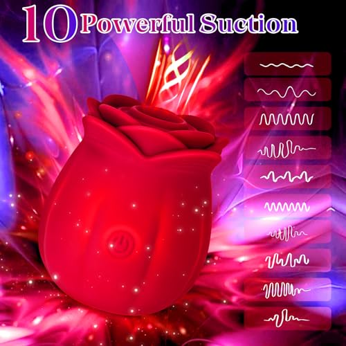 Image of Rose Toy - Sucking Vibrator Clitoral Stimulator with Air Pulse & Vibration, Sex Toy for Women, Rechargeable Adult Toy for Female Pleasure & Self Care, Red