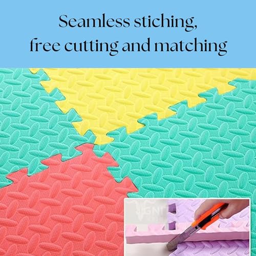 Image of Exercise Puzzle Gym Mat: Interlocking EVA Foam Floor Tiles for Protective Flooring and Workouts(6 Mats-2 Red /2 Blue /Green /Yellow) (6 Mats- 24 Sq.ft)