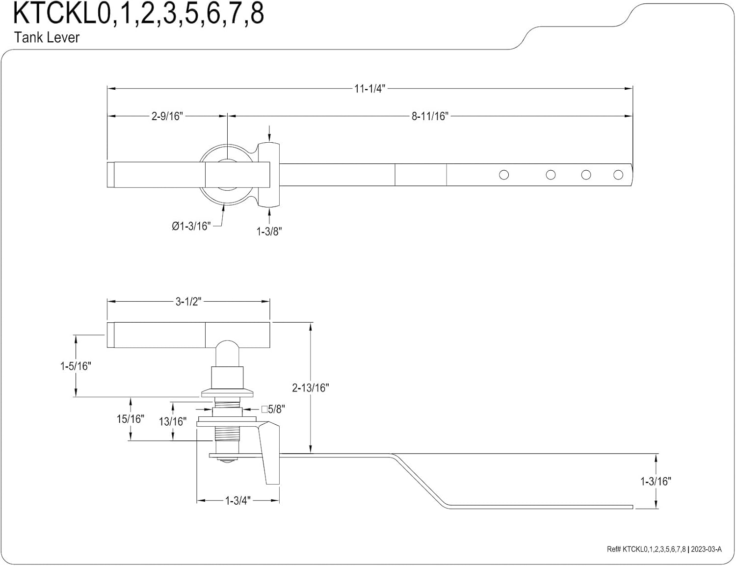 Kingston Brass KTCKL7 Kaiser Front Mount Toilet Tank Lever, Brushed Brass