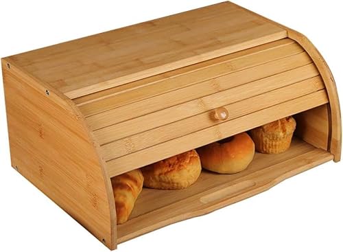 TAKEYパンケース 竹製 収納ボックス ブレッドケース 木製パン収納 40*27*17cm 大容量 キッチン用 調味料ラック 北欧 ナチュラル アクセサリー (ナチュラル)