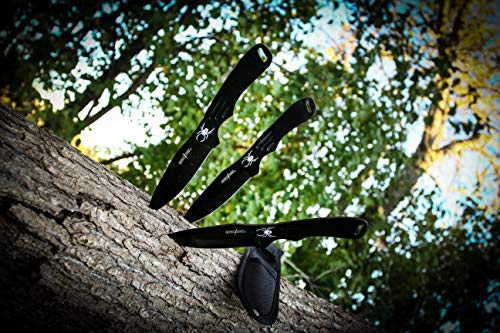 Perfect Point Throwing Knives – Set Of 3 – Black Stainless Steel Blades And Handles W/ Spider Design, Nylon Sheath, Full Tang Construction, Well Balanced, Throwing Sport Knives – Rc-1793B #TOP2