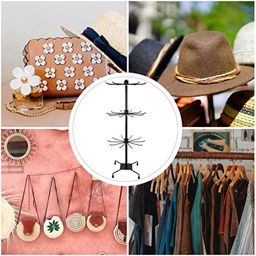 Doitool 3- Tier Hat Display Rack Stand Metal Retail Display Stand Cap Organizer Standing Hat Hooks Rotating Display Rack Stand #TOP6