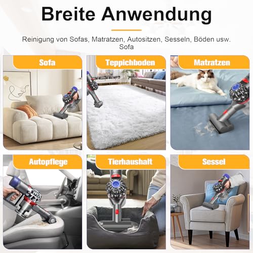 RUKHOOL Mini Turbinendüse für Dyson V7 V8 V10 V11 V15 Bürste Ersatzteile Bürstenrolle Zubehör Ersatzbürste für Matratze Sofa Autositz Sessel Entfernt Milben und Allergene