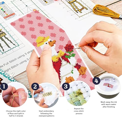Image of ACRNIGHEET 6PCS Cross Stitch Bookmark Kit for Beginner Cute Goose Stamped Cross Stitch Kits Needlepoint Kit for Adults DIY Tassel Embroidery Bookmark Kits with Instructions Craft Gift 8.5 inchx3 inch 11CT