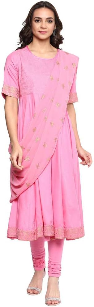 BIBAWomens Round Neck Printed Anarkali Suit