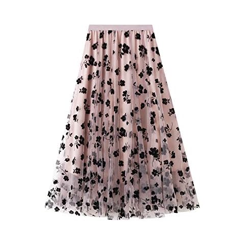 Falda de tul elástica con estampado de flores Cover